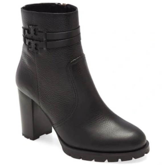 Tory Burch Shoes - Tory Burch Leigh Lug Sole Black Leather Bootie Sz-7